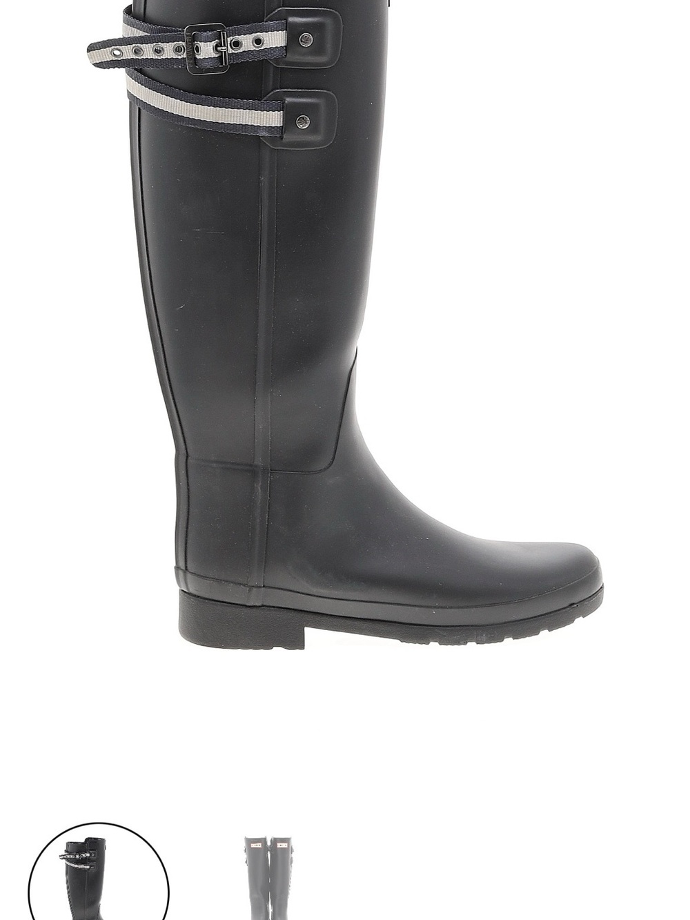 Hunter Classic Tall Black Rain Boots with Buckle Detail